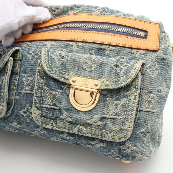 LOUIS VUITTON Baggy PM Shoulder Bag Monogram denim leather Blue Used LV - Picture 7 of 12